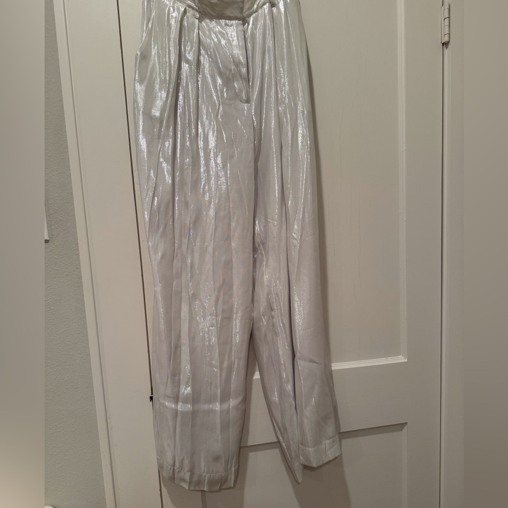 STAUD size 14 silk silver pants.